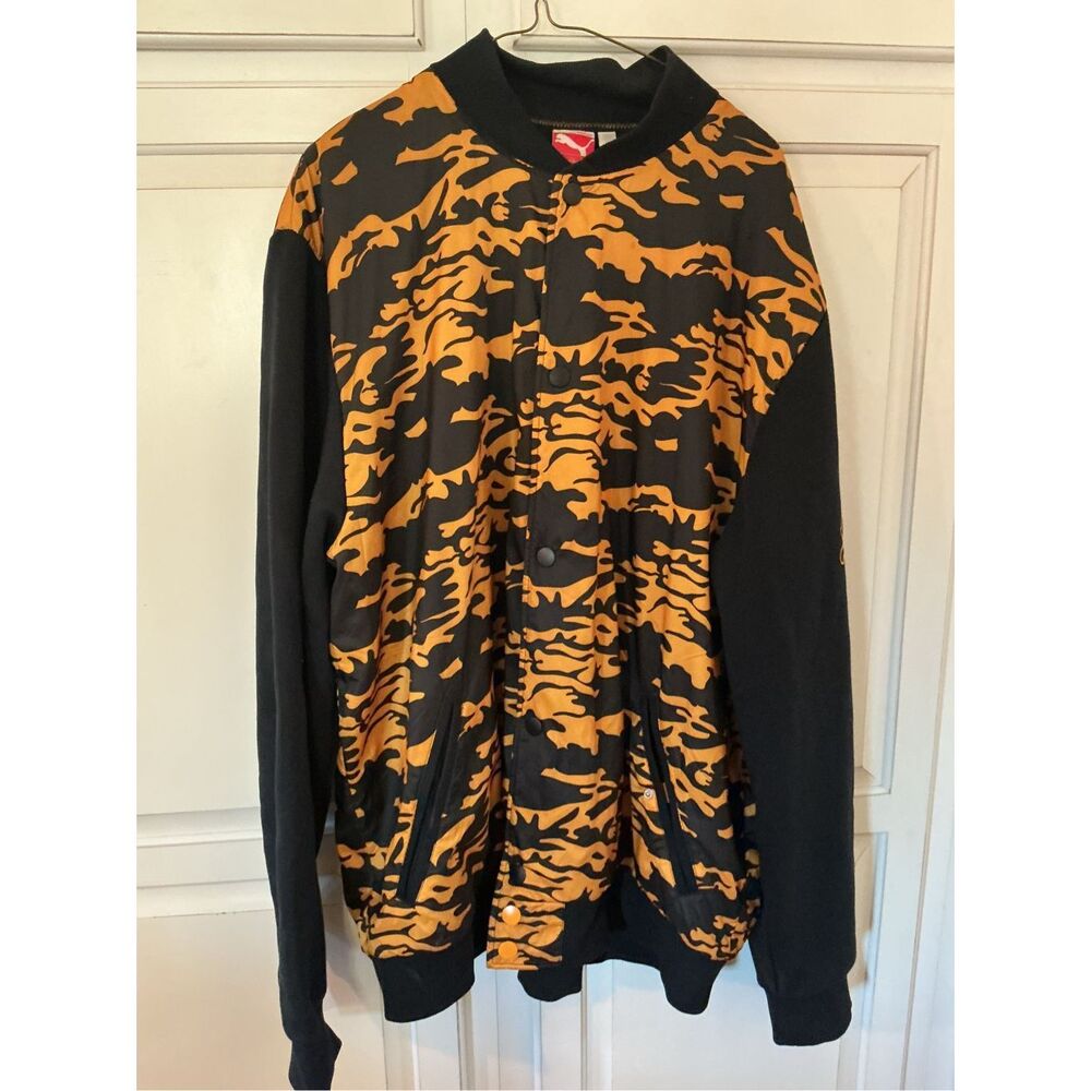 Puma Satin Camo Sz 2X Jacket Snap Closure Track Streetwear